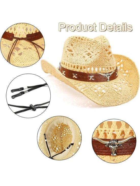 Women\'s Beige Brown Cowgirl Comfortable Classical Wide with Shapeable Brim main image 6